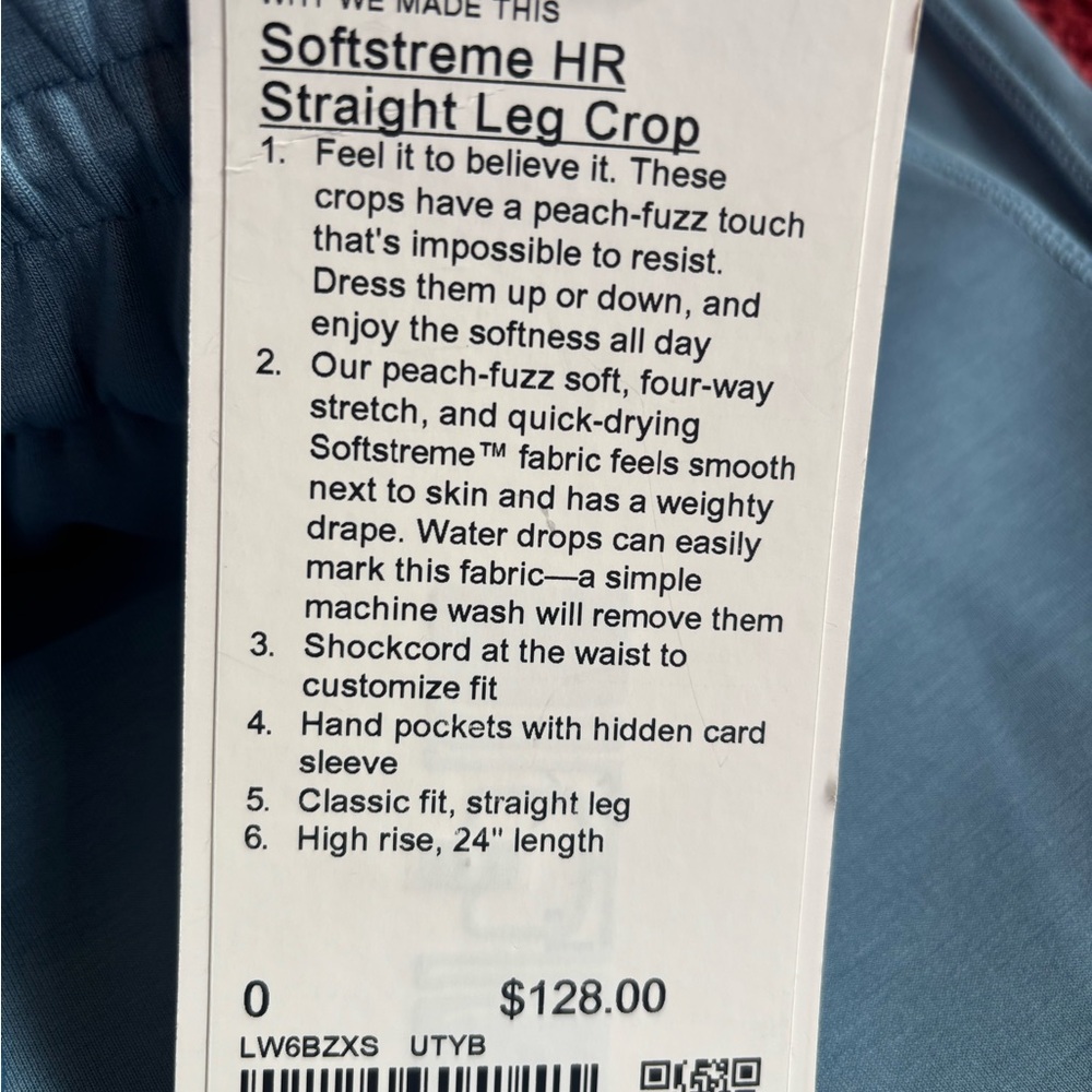Lululemon Softstreme HR straight leg crop, utility blue size 0, NWT Plus bag - Picture 8 of 10